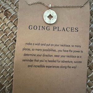 Gold Compass Pendant Necklace. 18 inch